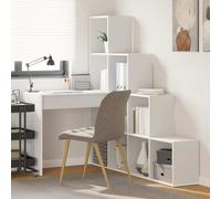 Corner Desk White Engineered Wood 149.5x101.5x149.5cm L-Shaped Shelf Storage Set