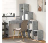 vidaXL Corner Desk with Shelf Concrete Grey 101.5 x 149.5 x 149.5 cm