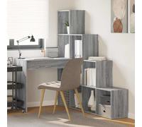 vidaXL Corner Desk with Shelf Grey Sonoma 101.5 x 149.5 x 149.5 cm