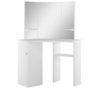 vidaXL Corner Dressing Table Cosmetic Table Make-up Table White Mirror Bedroom