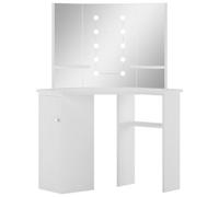 vidaXL Corner Dressing Table Make-up Table with LED Light White Furniture
