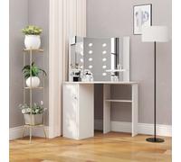 vidaXL Corner Dressing Table Make-up Table with LED Light White Furniture