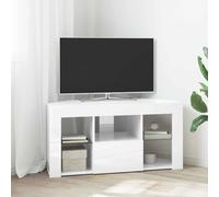 vidaXL Corner LED TV Cabinet High gloss White 104 x 40 x 50 cm, Contemporary Tv Stand, Modern Storage, Durable Entertainment Center, Minimalistic Unit, Corner Cabinet, Living Room Console