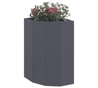 vidaXL Corner Planter Anthracite 30 x 30 x 50 cm Steel, Outdoor Plant Box, Durable Steel Planter, Space-Saving Garden, Corner, Modern Flower Display