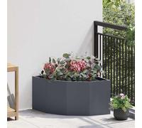 vidaXL Corner Planter Anthracite 60 x 60 x 35 cm Steel, Outdoor Plant Box, Durable Steel Planter, Space-Saving Garden, Corner, Modern Flower Display