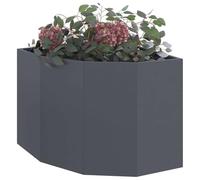 vidaXL Corner Planter Anthracite 60 x 60 x 50 cm Steel, Outdoor Plant Box, Durable Steel Planter, Space-Saving Garden, Corner, Modern Flower Display
