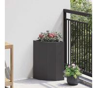vidaXL Corner Planter Black 30 x 30 x 50 cm Steel, Outdoor Plant Box, Durable Steel Planter, Space-Saving Garden, Corner, Modern Flower Display