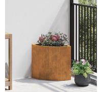 vidaXL Corner Planter Rusty 30 x 30 x 35 cm Weathering steel, Outdoor Plant Box, Durable Steel Planter, Space-Saving Garden, Corner, Modern Flower Display