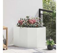 vidaXL Corner Planter White 60 x 60 x 50 cm Steel, Outdoor Plant Box, Durable Steel Planter, Space-Saving Garden, Corner, Modern Flower Display