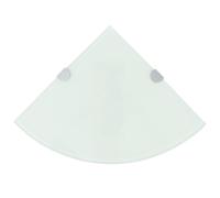 vidaXL Corner Shelf with Chrome Supports Glass White 25x25 cm Floating Display