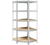 vidaXL Corner Shelf with Shelf Silver 90 x 90 x 198 cm Engineered Wood, Garage S