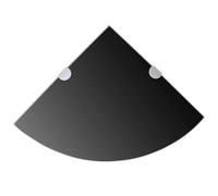 vidaXL 2x Corner Shelves with Chrome Supports Glass Black 25x25cm Wall Rack