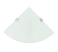 vidaXL Corner Shelves 2 pcs with Chrome Supports Glass White 25x25 cm