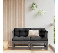 vidaXL Corner Sofas with Cushions 2 pcs Grey Solid Wood Pine, Grey