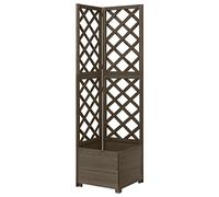 vidaXL Corner Trellis Planter in Grey - Solid Fir Wood Construction, Square Shape, Outdoors Suitable, with Flower Box & Climbing Support, Space-Saving Design, Assembly Required