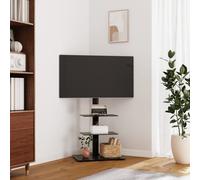 vidaXL Corner TV Stand - Black Steel & Glass, Swivel Cantilever for 32-65 Inch TVs, VESA Compatible, 3-Tier Shelves, Cable Management