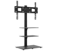 vidaXL Corner TV Stand - Black Steel & Glass, Swivel Cantilever for 32-65 Inch TVs, VESA Compatible, 3-Tier Shelves, Cable Management
