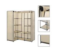 vidaXL Corner Wardrobe Cream Clothing Garment Stand Storage Cupboard Organiser
