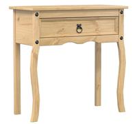 vidaXL Corona Solid Pine Console Table with 1 Drawer, Metal Handle, Honey Wax Finish, 73x35x73 cm