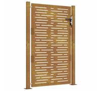 vidaXL Corten Steel Garden Gate with Square Laser-Cut Design - 105x155 cm - Rusty Brown, Lockable, for Outdoor, Patio, Garden