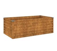 vidaXL Corten Steel Garden Raised Bed - Durable, Weather- Outdoor Planter Box for Plants, Vegetables, Herbs and Flowers with Safe Edge Fold Design - y Brown, 100x50x36 cm