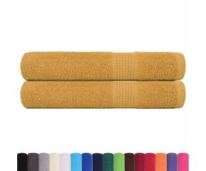 vidaXL cotton towels set - 100x200 cm gold bath sheets, 360 gsm absorbent towel duo for bath/shower/beach