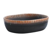 vidaXL Countertop Basin Bathroom Sink Vessel Black and Orange Oval Ceramic
