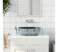 Vidaxl Countertop Basin Black And Blue Oval 47X33X13 Cm Ceramic