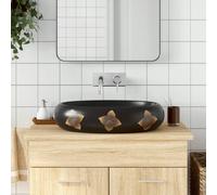 vidaXL Countertop Basin Black and Blue Oval 59x40x15 cm Ceramic