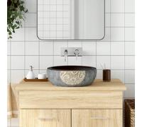 vidaXL Countertop Basin Black and Brown Round Φ41x14 cm Ceramic