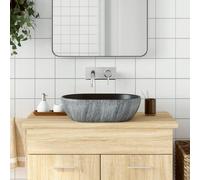 vidaXL Countertop Basin Black and Grey Oval 47x33x13 cm Ceramic