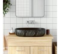 vidaXL Countertop Basin Black Oval 59x40x14 cm Ceramic