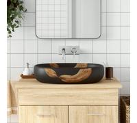 vidaXL Countertop Basin Black Oval 59x40x14 cm Ceramic