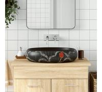 vidaXL Countertop Basin Black Oval 59x40x15 cm Ceramic