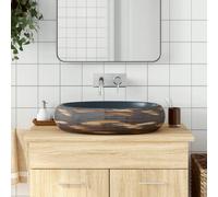 vidaXL Countertop Basin Brown and Blue Oval 59x40x15 cm Ceramic