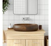 vidaXL Countertop Basin Brown Oval 59x40x15 cm Ceramic