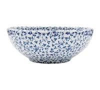 vidaXL Countertop Basin | Durable Ceramic Bathroom Sink | White & Blue Round Handmade Wash Basin | Above-Counter Installation | 41cm x 14cm
