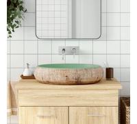 vidaXL Countertop Basin Green and Brown Oval 59x40x15 cm Ceramic
