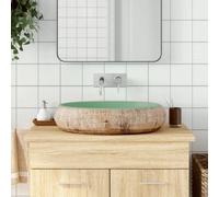 Vidaxl Countertop Basin Green And Brown Oval 59X40X15 Cm Ceramic