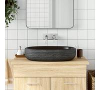 vidaXL Countertop Basin Grey and Black Oval 59x40x14 cm Ceramic