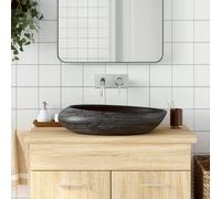 vidaXL Countertop Basin Grey and Black Oval 59x40x14 cm Ceramic