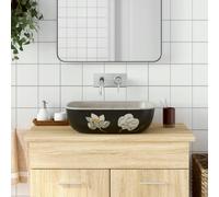 vidaXL Countertop Basin Grey and Black Rectangular 48x37.5x13.5 cm Ceramic