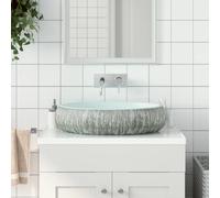 vidaXL Countertop Basin Grey and Blue Oval 59x40x15 cm Ceramic