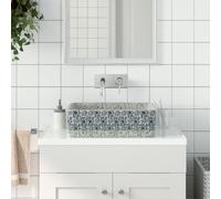 vidaXL Countertop Basin Grey and Blue Rectangular 46x35.5x13 cm Ceramic