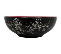 'vidaXL Countertop Ceramic Basin in Striking Black and Red with Handmade Patterns, Durable and Easy-Clean Design, Ideal for Bathroom and Vanity Installation'