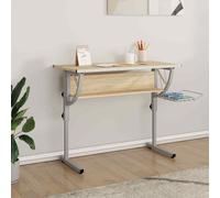 vidaXL Craft Desk Sonoma Oak&Grey 110x53x(58-87)cm Engineered Wood&Steel UK HOT