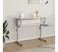 vidaXL Craft Desk White&grey 110x53x(58-87) cm Engineered Wood&steel