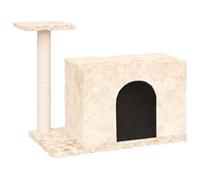 vidaXL Cream Cat Tree-Cat Condo with Sisal Scratching Post, Cozy Plush, Multi-Level Activity Centre for Climbing & Relaxing-66x40x51cm