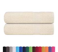 vidaXL Cream Cotton Hand Towels 2 pcs Set - Soft, Absorbent, Machine Washable, 50x100 cm size with Hanging Loop