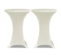 vidaXL Cream Stretch Standing Table Cover Ø60cm - 2 pcs Set, Perfect for Parties, Receptions, and Events, Easy-to-fit and Washable